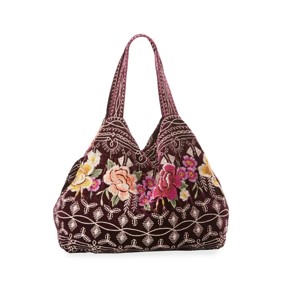 Consignment001 Johnny Was Flores Velvet Tote Bag