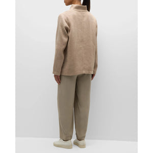 Eileen Fisher Stand Collar Snap Front Jacket in Wheat