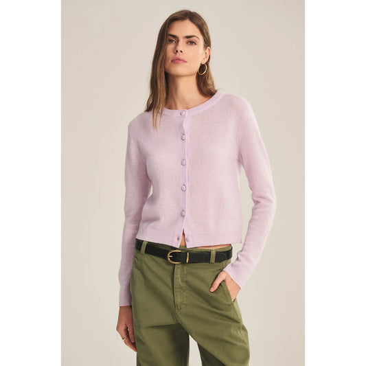 Velvet by Graham and Spencer Nolie Cashmere Button Down Cardigan in Lilac
