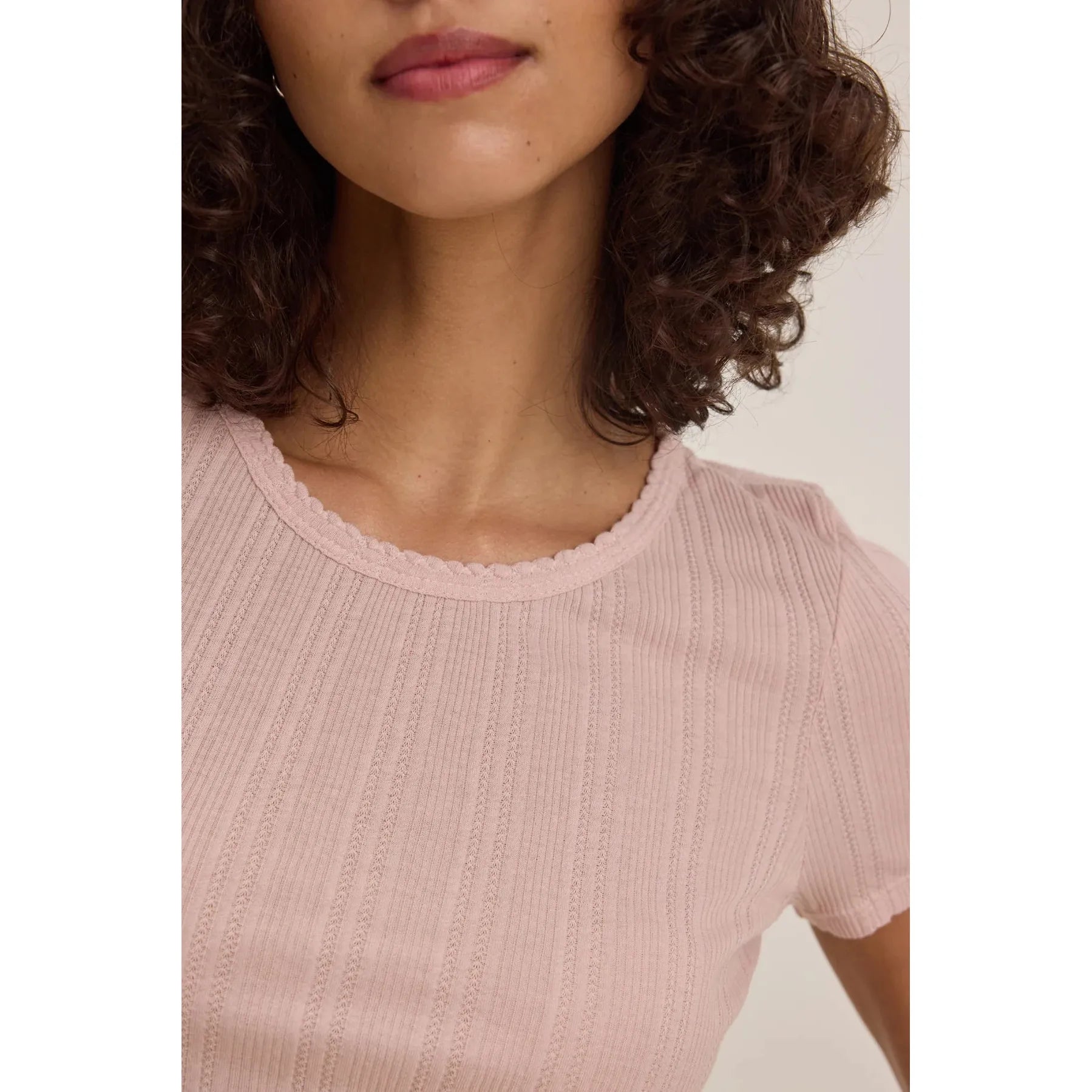Velvet by Graham & Spencer Enati Pointelle Short Sleeve Tee in Tutu