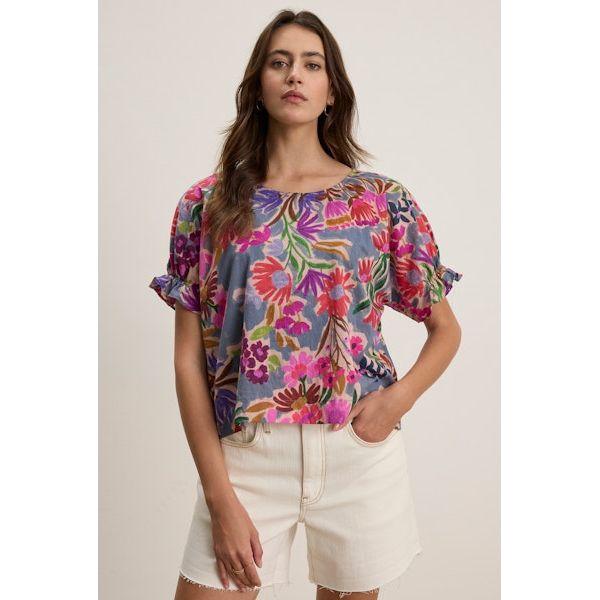 Velvet by Graham & Spencer Printed Voile Delilah Top in Tahiti