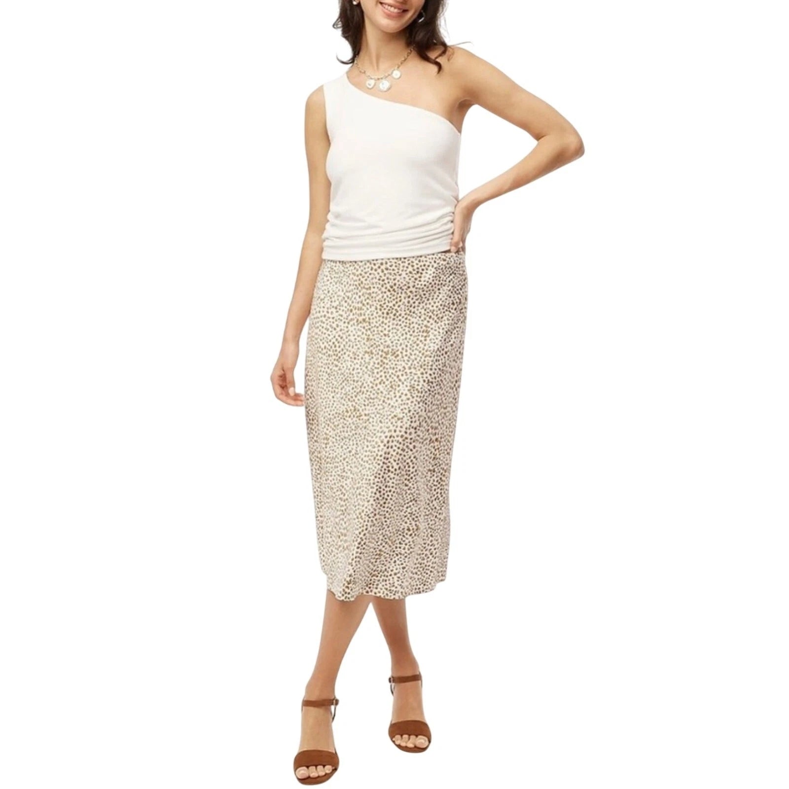 J Crew Cheetah Animal Printed Bias Slip Skirt Midi Skirt