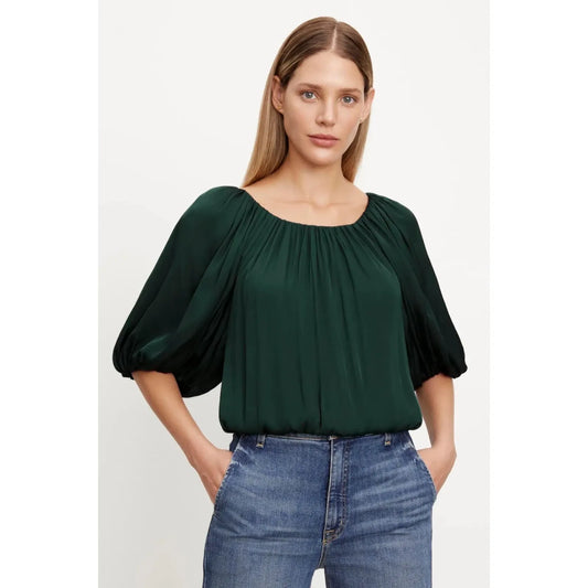 Velvet by Graham & Spencer Tami Satin Puff Sleeve Top