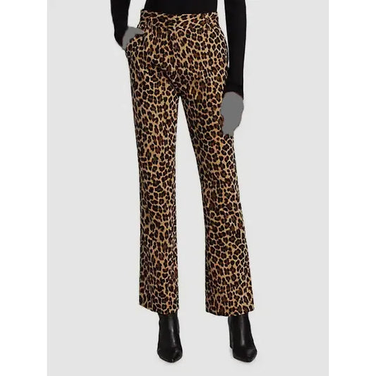 Frame Cheetah Print Velvet Mini Bootcut Trousers