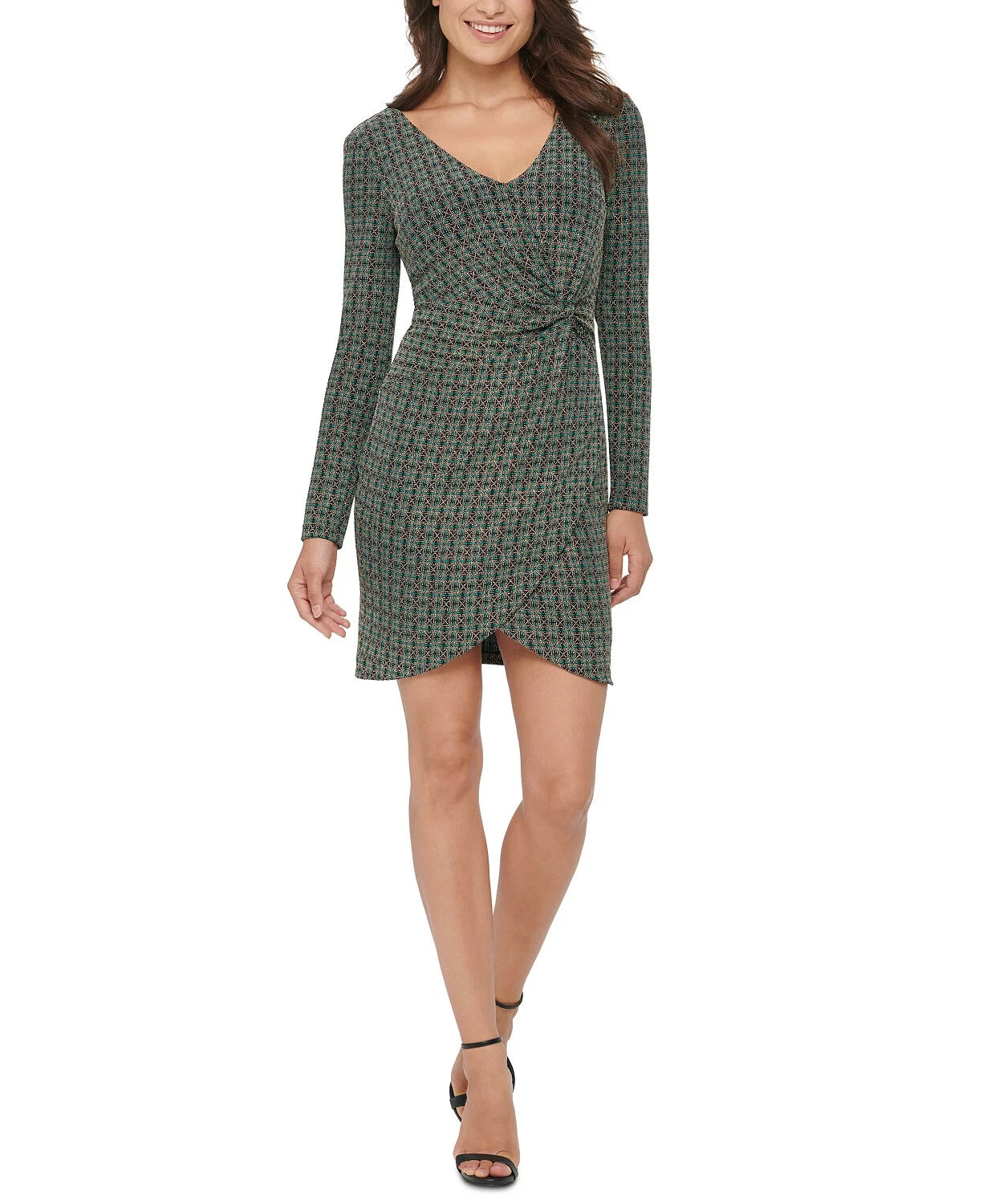 Guess Metallic Dew-Drop Knit Dress in Emerald Multi 