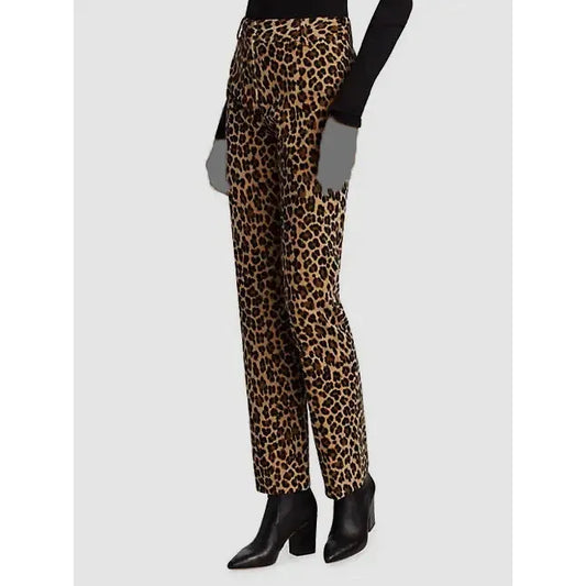 Frame Cheetah Print Velvet Mini Bootcut Trousers