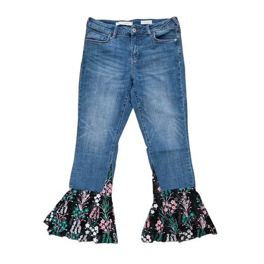 Anthropologie Pilcro Embroidered Floral Bell Hem Jeans