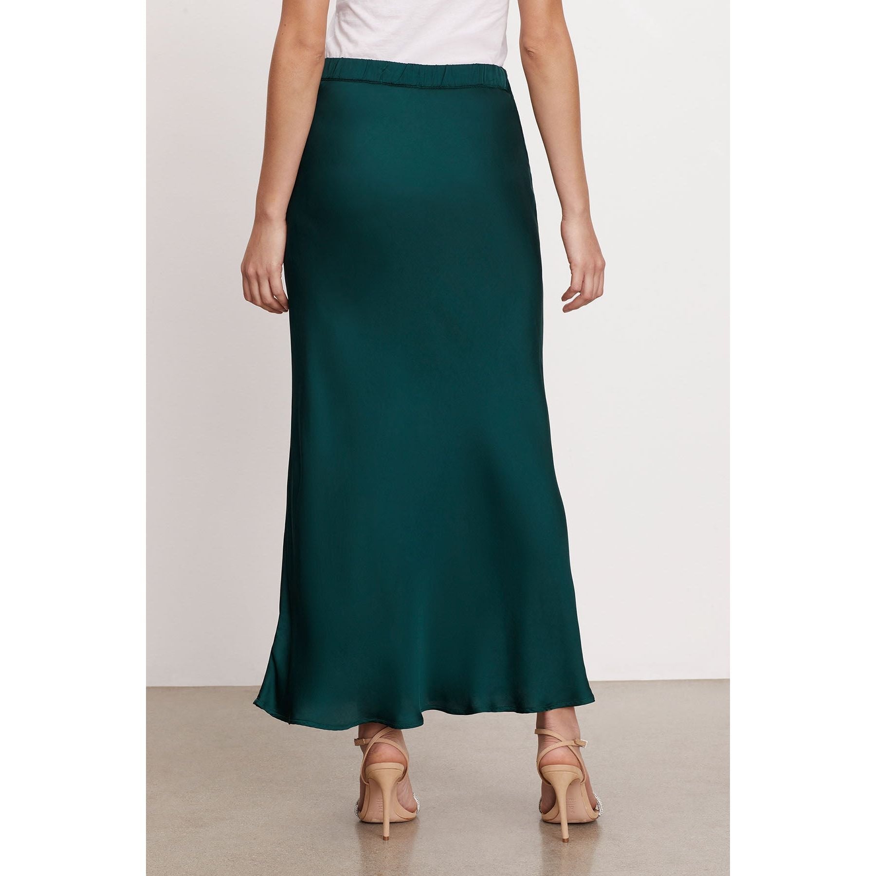 Velvet Cadence Satin Viscose Skirt in Fern