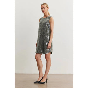 Velvet by Graham and Spencer Katherine Sequin Dress in Gunmetal