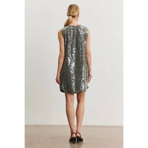 Velvet by Graham and Spencer Katherine Sequin Dress in Gunmetal