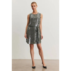 Velvet by Graham and Spencer Katherine Sequin Dress in Gunmetal