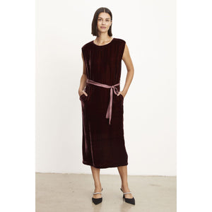 Velvet Kandace Silk Velvet Dress in Wineberry