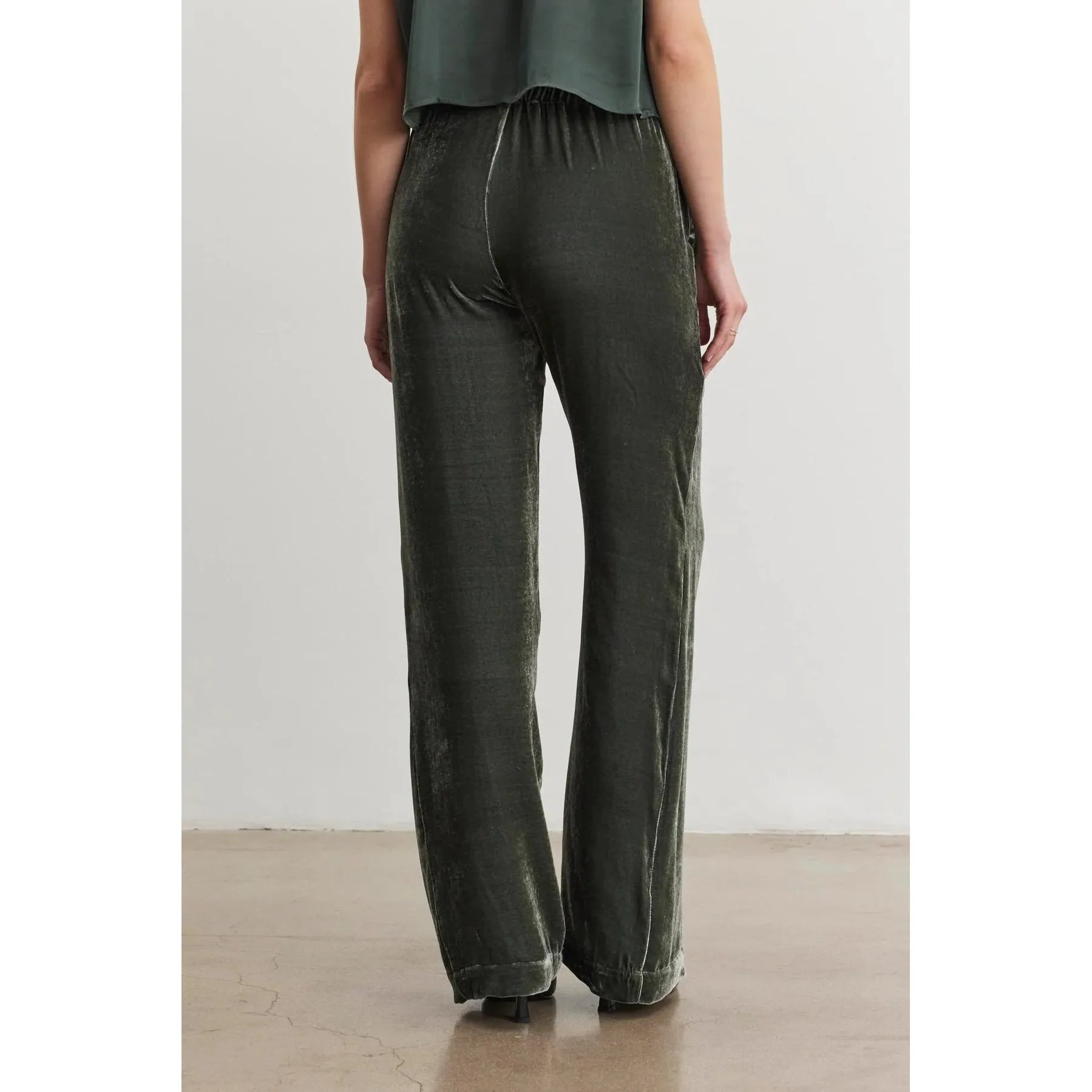 Velvet by Graham and Spencer Sorine Silk Velvet Straight Leg Pant in Marsh