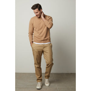 Velvet Dashell Wool Blend Crew Neck Sweater in Camel