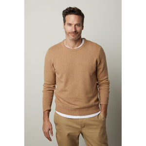 Velvet Dashell Wool Blend Crew Neck Sweater in Camel