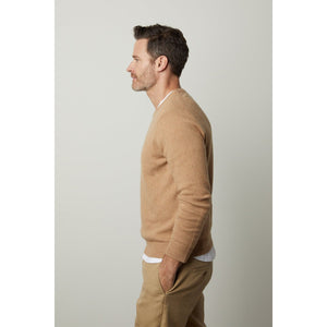 Velvet Dashell Wool Blend Crew Neck Sweater in Camel