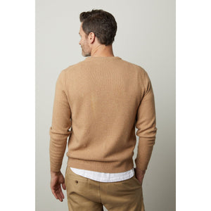 Velvet Dashell Wool Blend Crew Neck Sweater in Camel