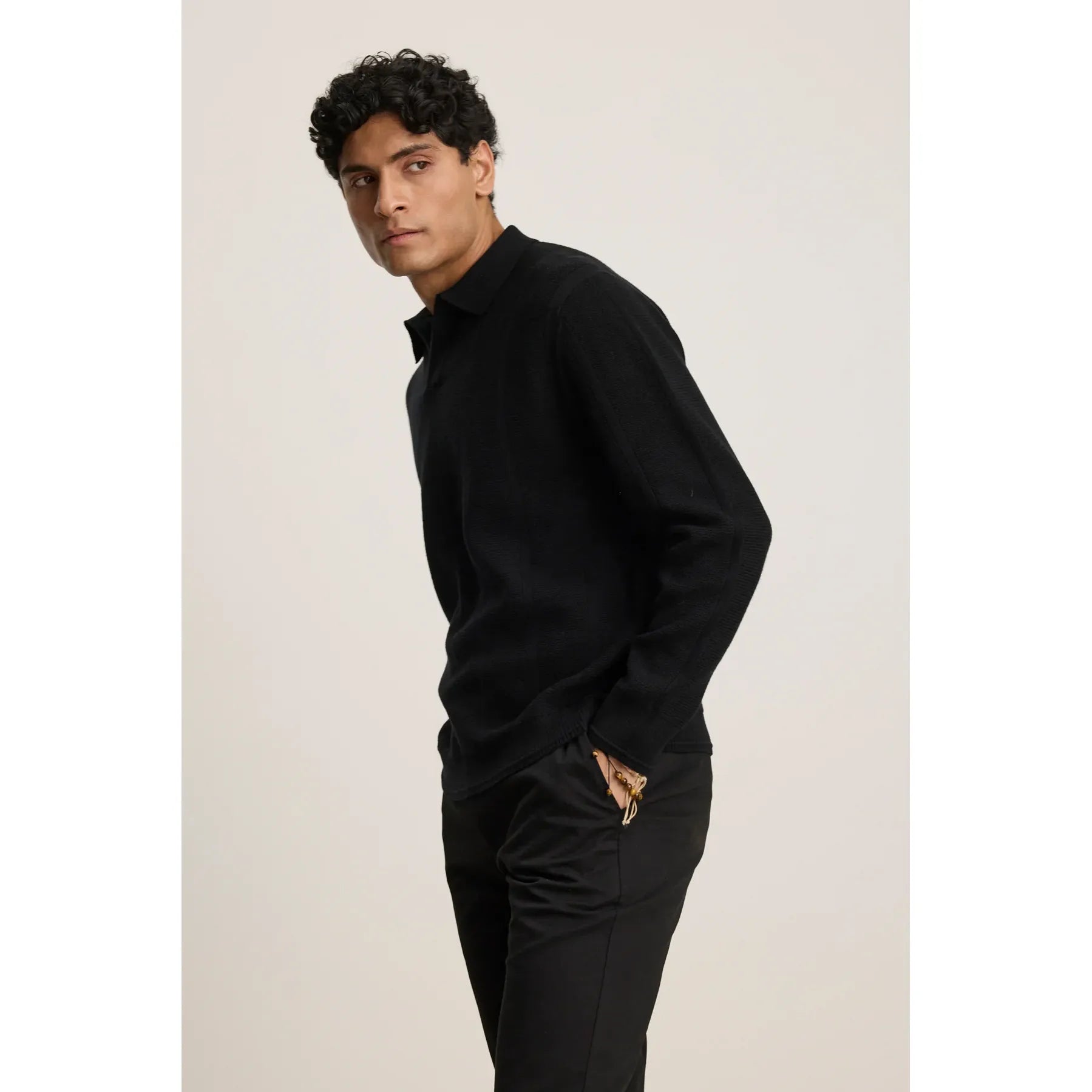 Velvetmen Redding Sweater Polo in Black