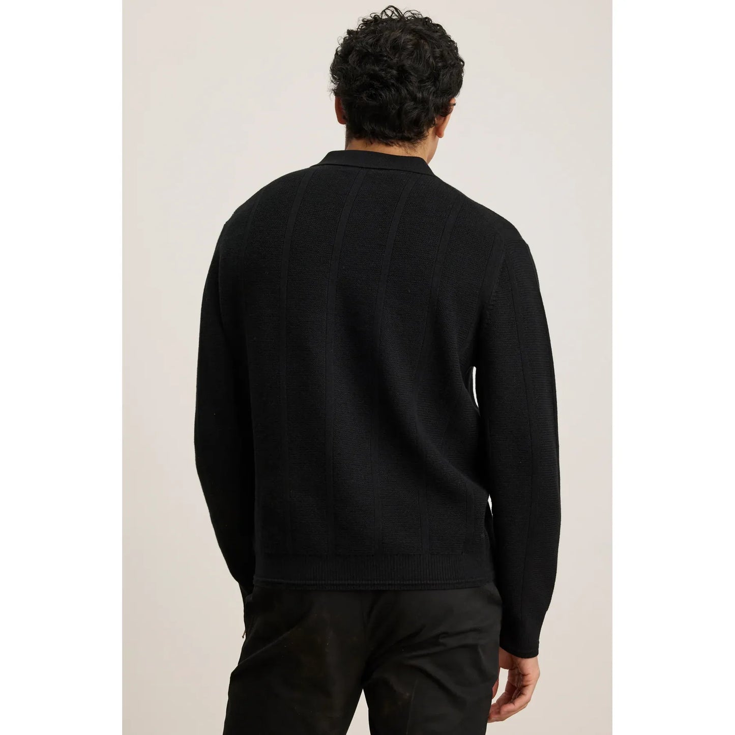 Velvetmen Redding Sweater Polo in Black