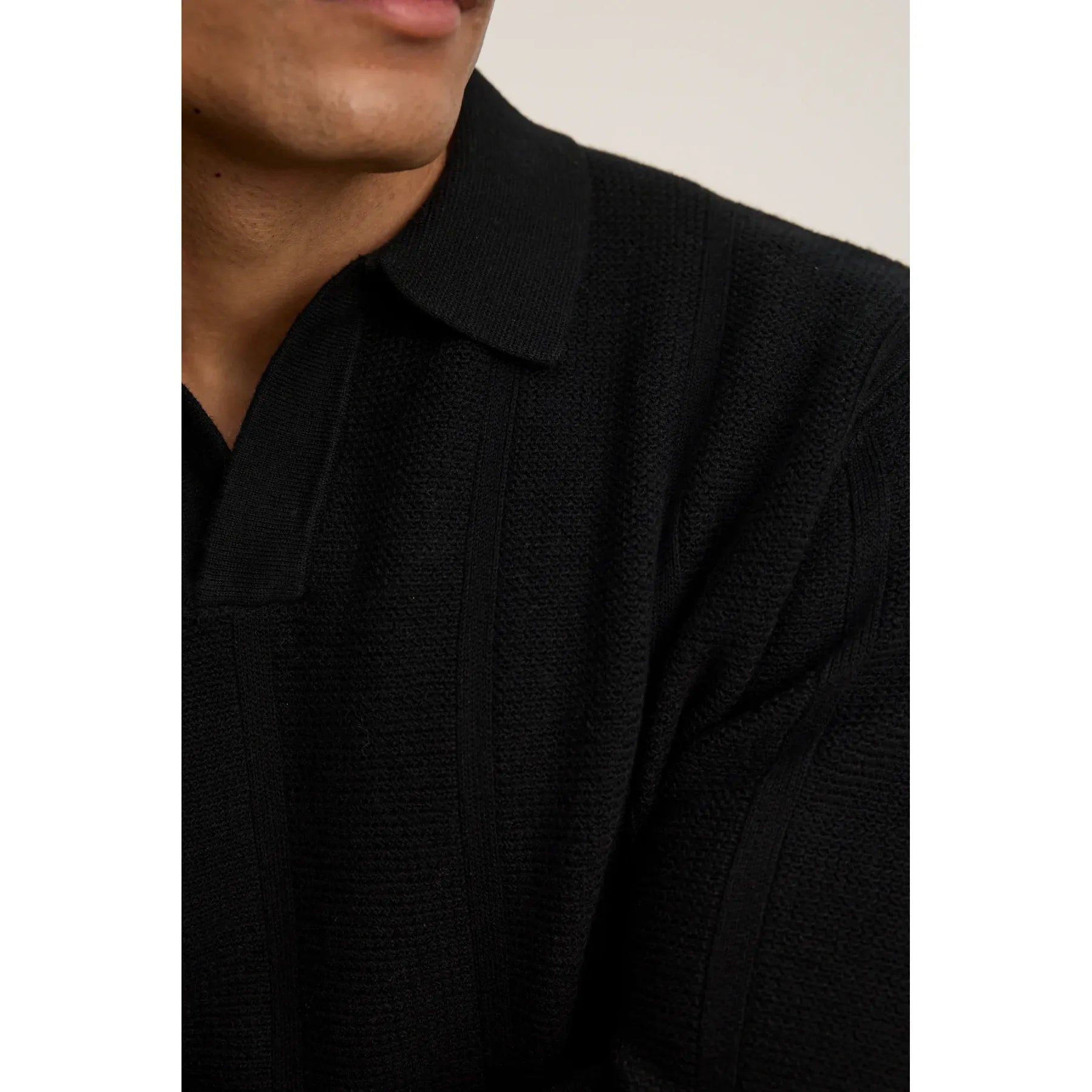 Velvetmen Redding Sweater Polo in Black