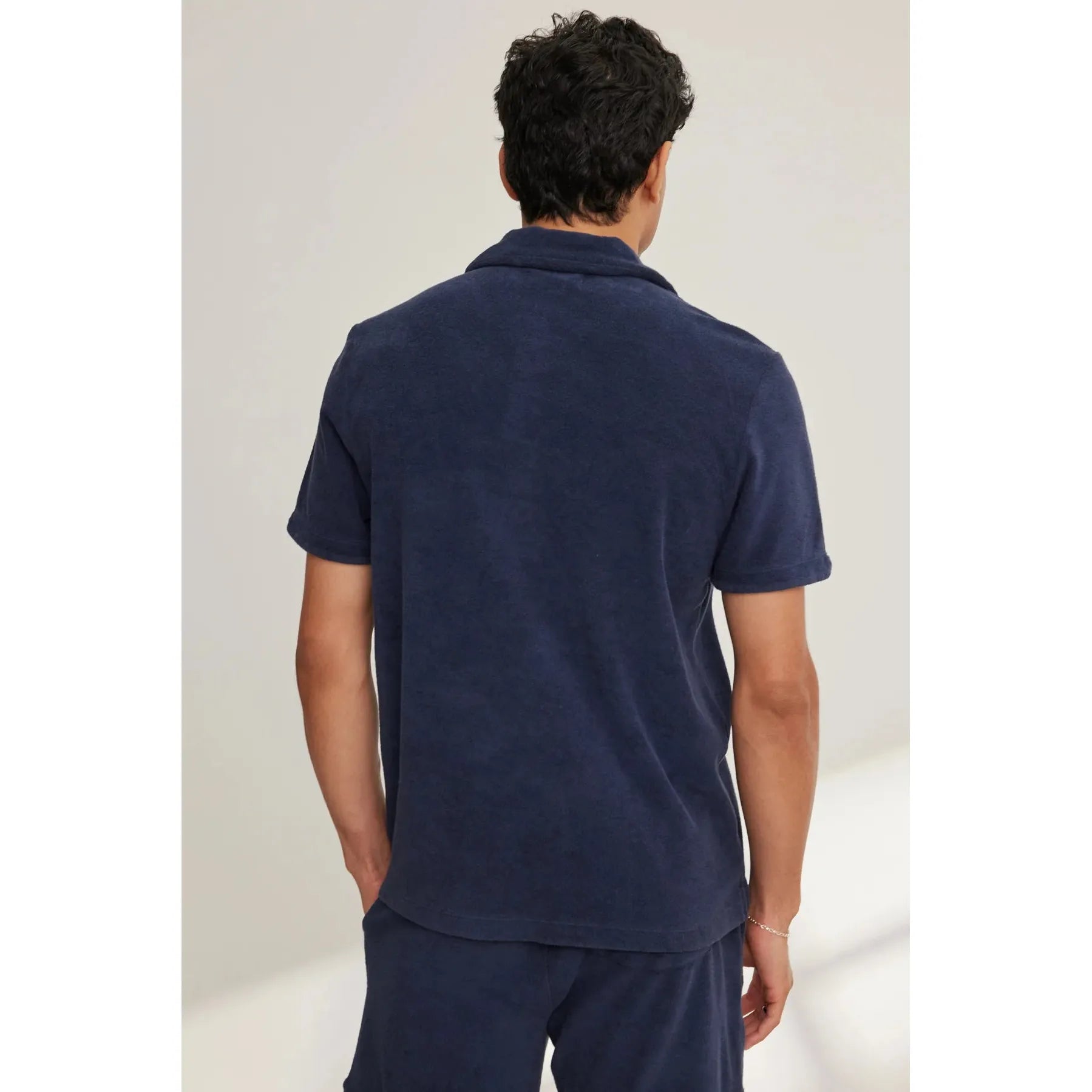 Velvetmen Sergey Terry Cloth Polo in Navy