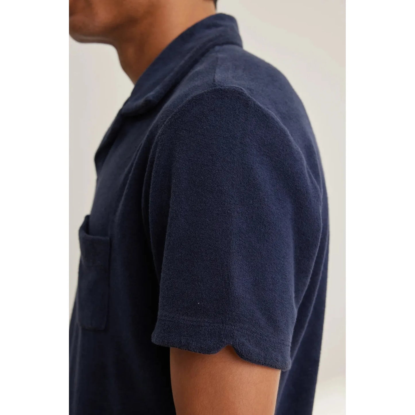 Velvetmen Sergey Terry Cloth Polo in Navy