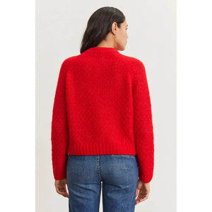 Velvet by Graham and Spencer Chantal Textured Alpaca Cardigan in Red