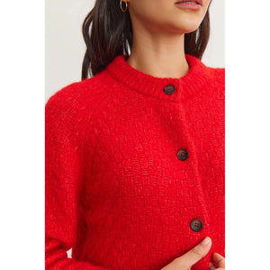 Velvet by Graham and Spencer Chantal Textured Alpaca Cardigan in Red