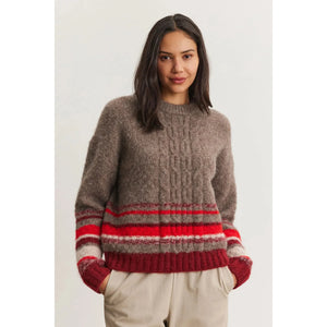 Velvet by Graham & Spencer Elayne Alpaca Cable Knit Crew Neck Sweater