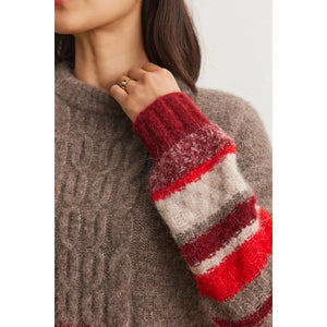 Velvet by Graham & Spencer Elayne Alpaca Cable Knit Crew Neck Sweater