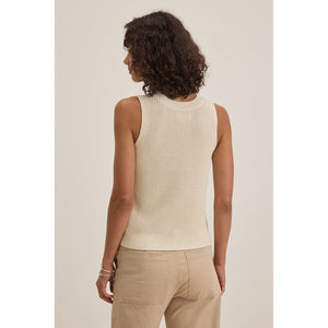 Velvet by Graham & Spencer Muna Textured Cotton Crew Neck Sweater Vest in Ivory