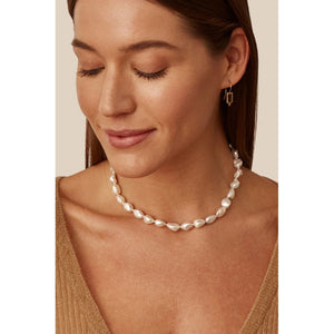 Chan Luu White Keshi Pearl Cobra Necklace