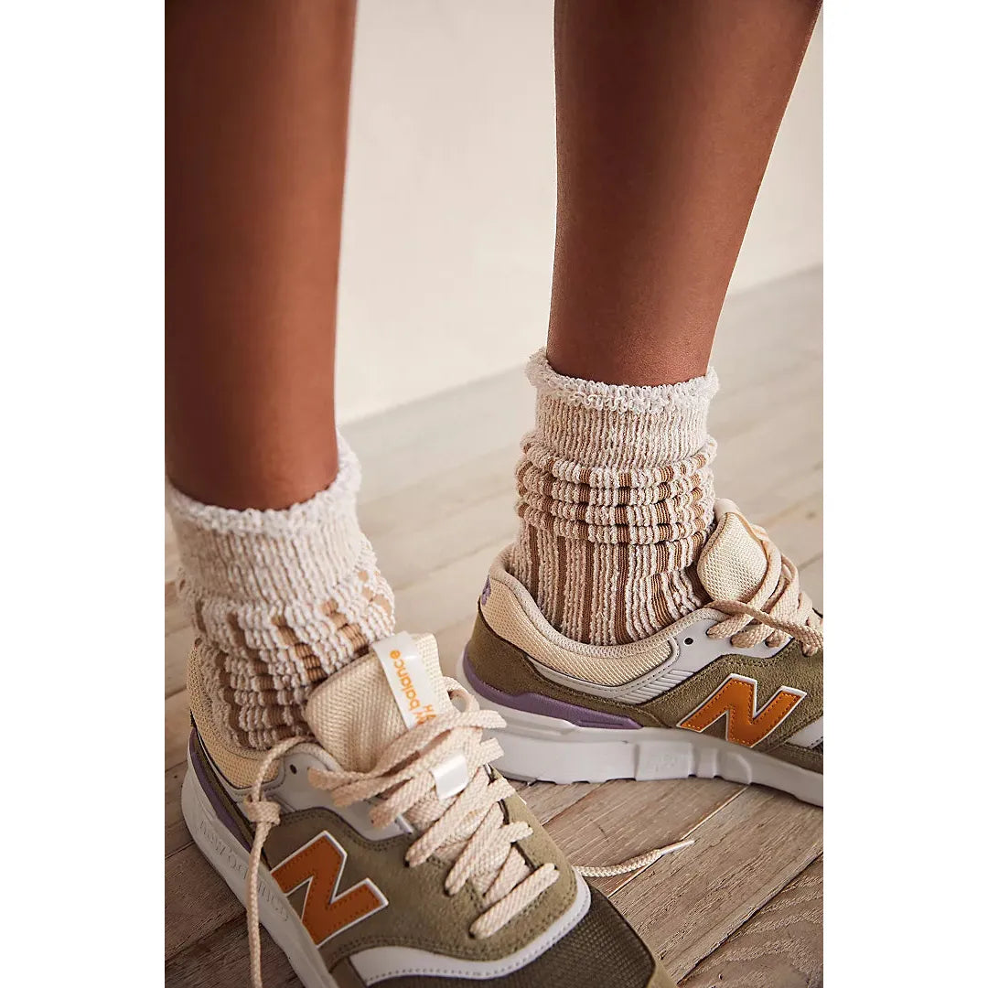 Free People Plush Inside Out Crew Socks in Camel