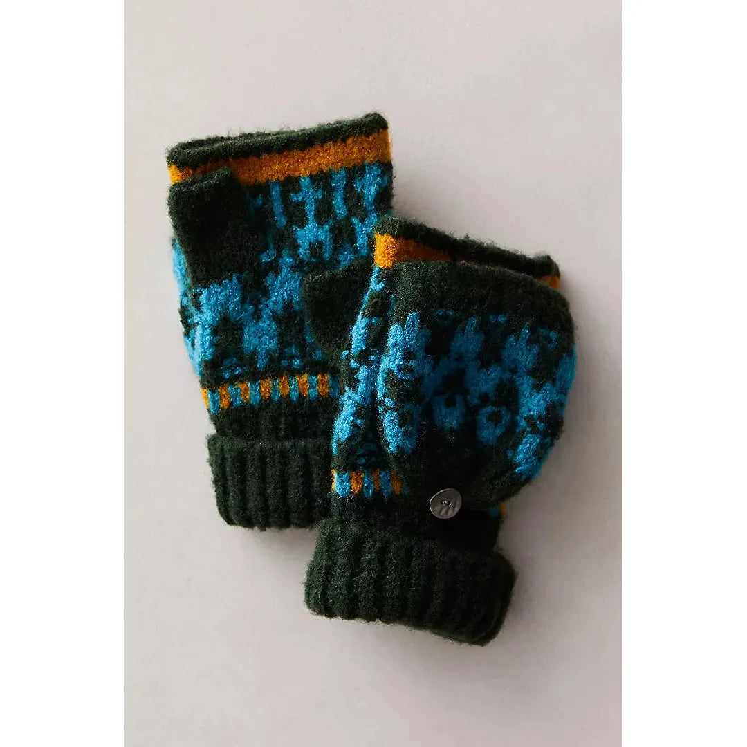 Free People First Frost Fairisle Gloves in Forest