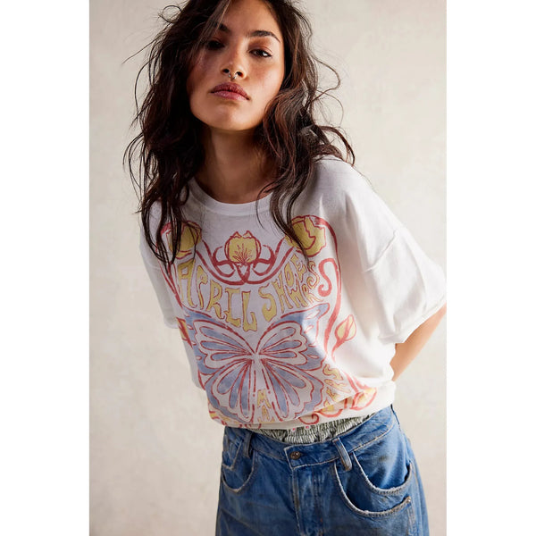 Free People We The Free Spring Showers Tee in Vintage White Combo