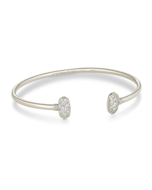 Kendra Scott Grayson Crystal Cuff Rhodium Metal Bracelet White CZ