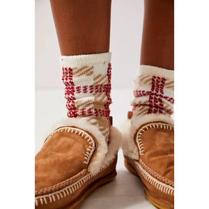 Free People Hilarie Plaid Crew Socks in Ivory Combo