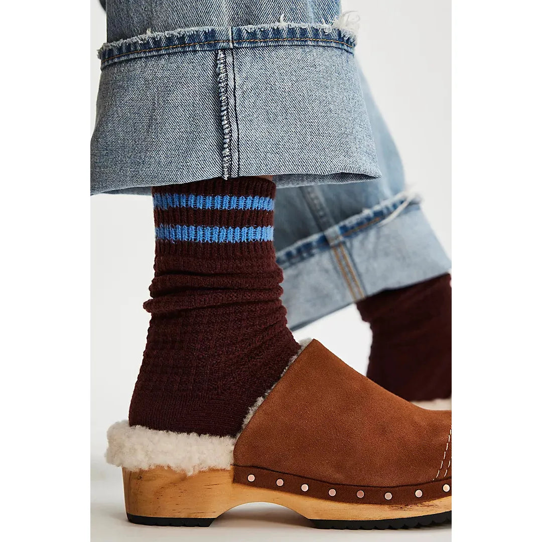 Free People Jackson Cozy Stripe Socks in Retro Chestnut