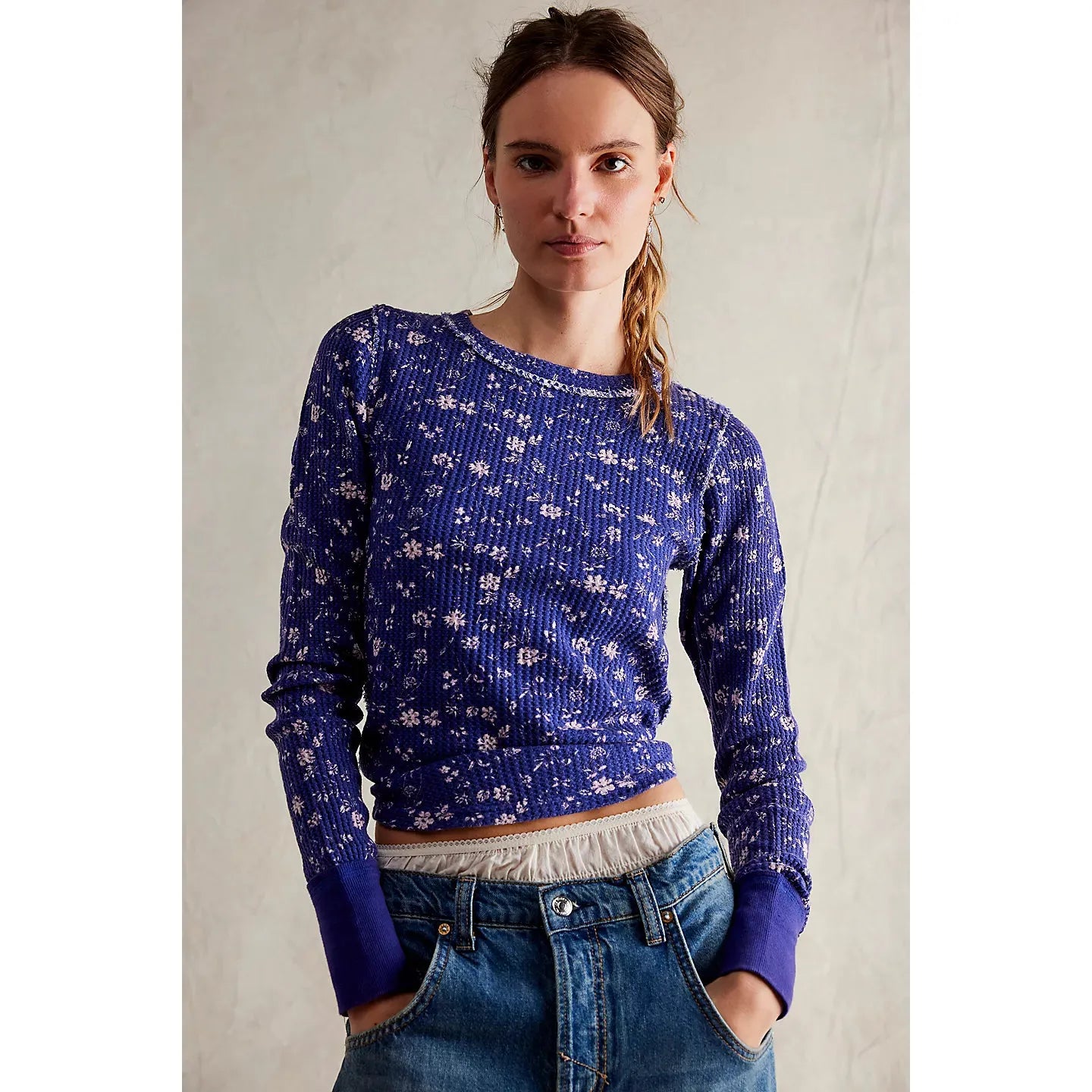 Free People We The Free Pretty Little Thermal in Navy Combo