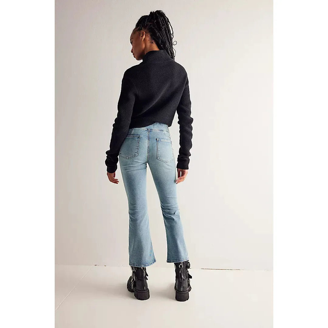 Free People We The Free In My Feelings Cropped Slim Flare Jeans in Kismet