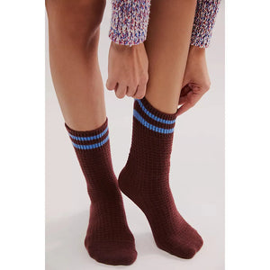 Free People Jackson Cozy Stripe Socks in Retro Chestnut