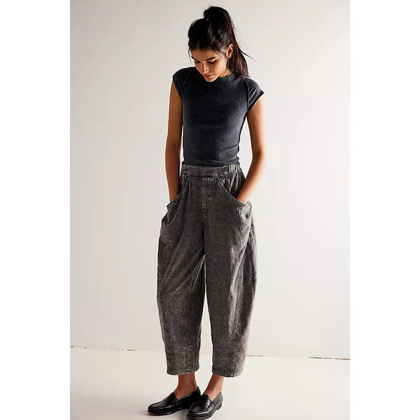 Free People High Road Pull-On Barrel Pants in Dried Basil