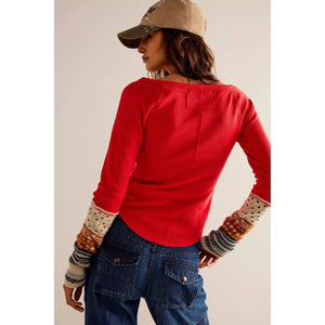 Free People Cozy Craft Cuff in Red Combo