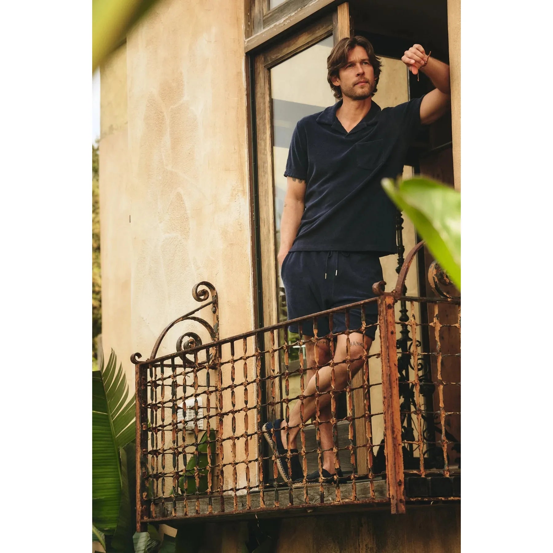 Velvetmen Sergey Terry Cloth Polo in Navy