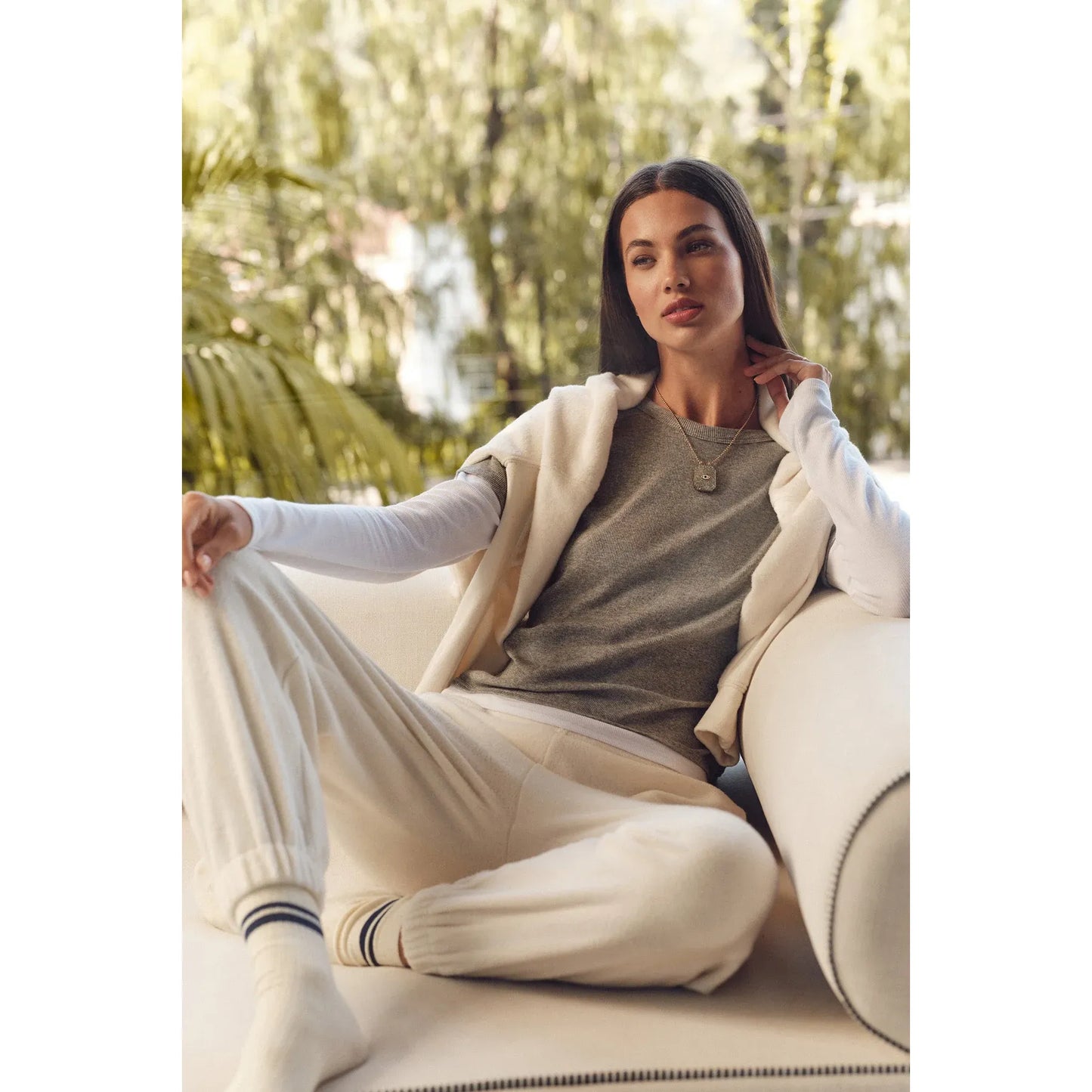 Velvet by Graham and Spencer ronson Tee in Heather Grey/White