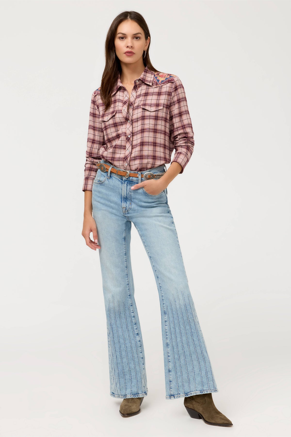 Johnny Was Isadora Western Plaid Shirt
