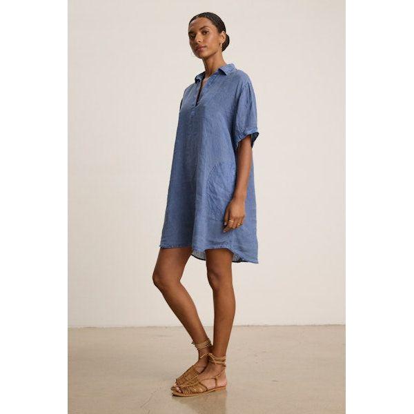 Velvet by Graham & Spencer Stella Woven Linen Dress in Indigo