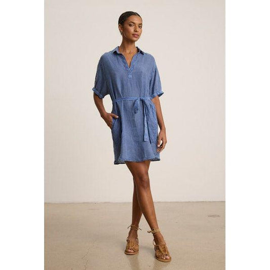 Velvet by Graham & Spencer Stella Woven Linen Dress in Indigo