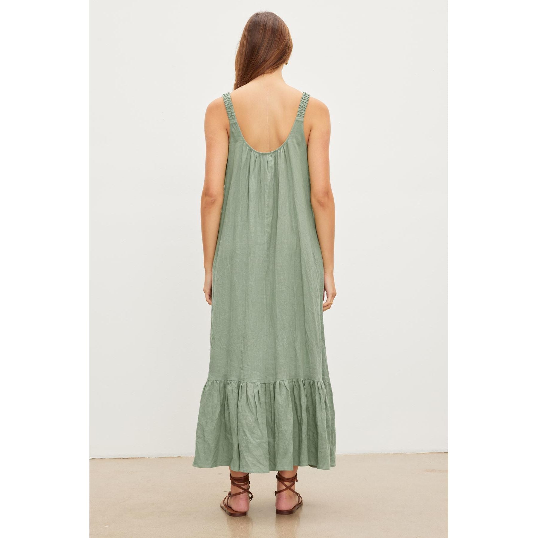 Velvet by Graham & Spencer Elara Woven Linen Dress in Aloe