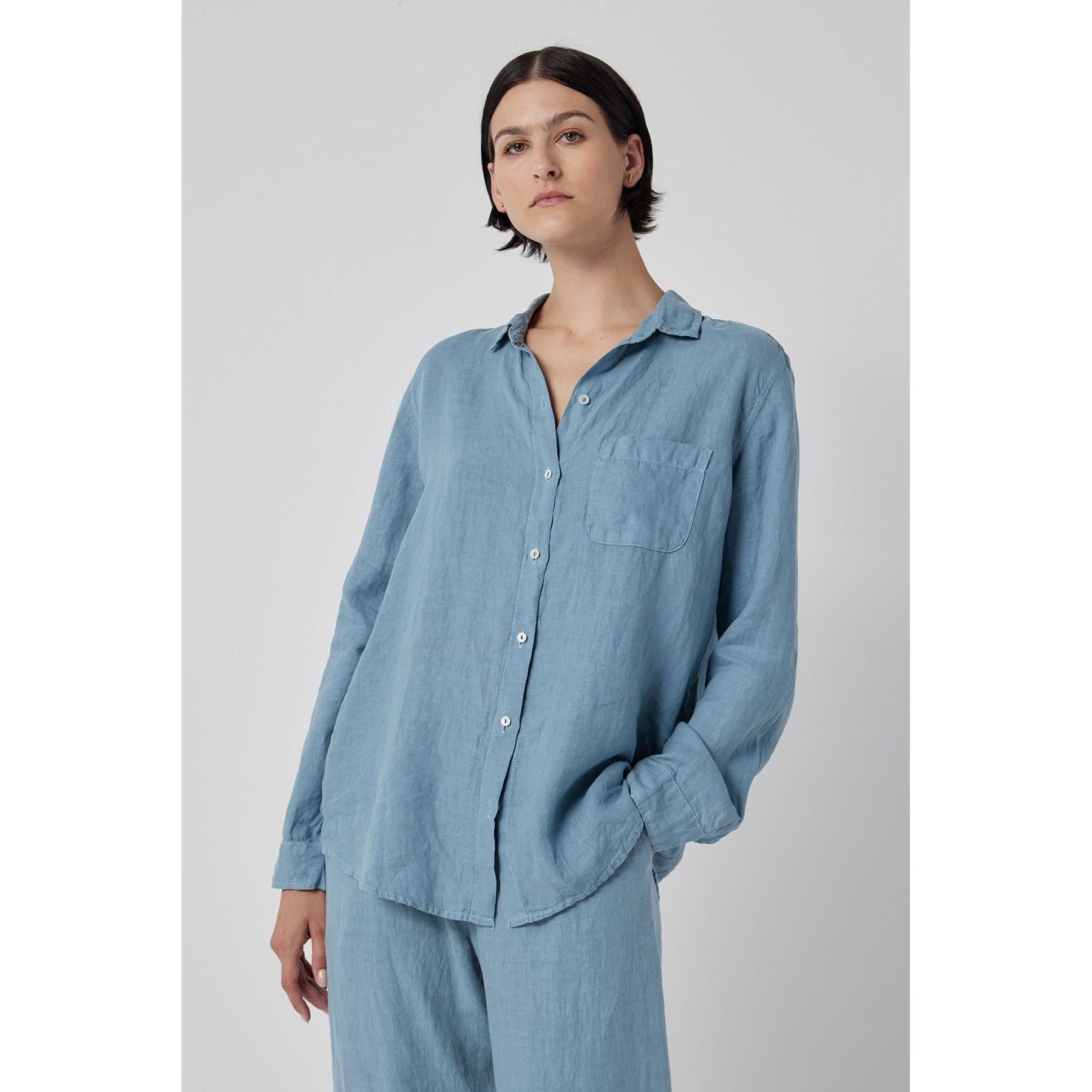 Velvet by Jenny Graham Mulholland Linen Shirt in Rain